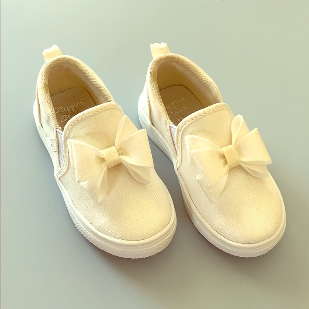 White sparkling Stepping Stones sneakers toddler 8